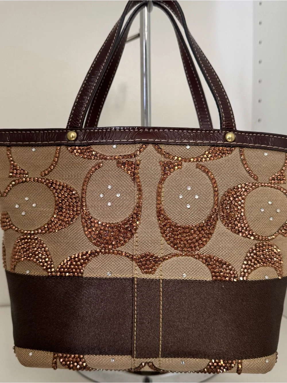 Custom vintage Coach Signature Hand-Rhinestoned Sequin mini Bag –One of a Kind ✨